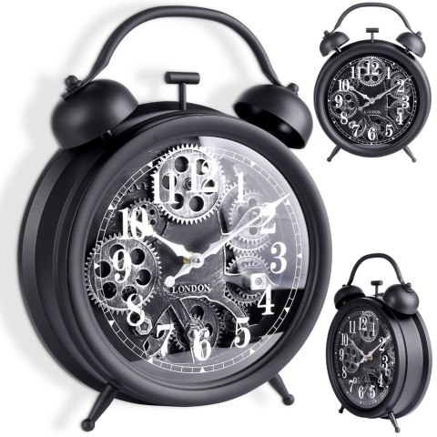 Zegar ścienny na ścianę czarny srebrny budzik 38x30cm VILDE 569609