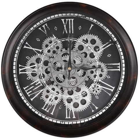 Zegar ścienny na ścianę czarny srebrny ruchome koła zębate 35cm VILDE 569261