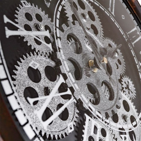 Zegar ścienny na ścianę czarny srebrny ruchome koła zębate 35cm VILDE 569261