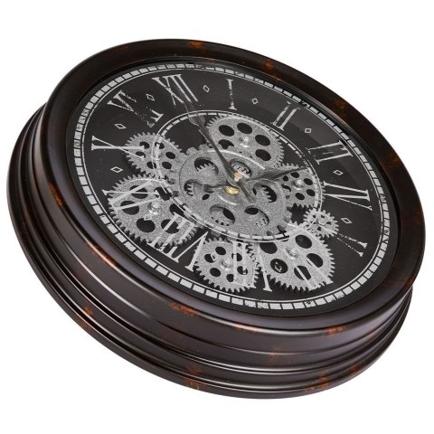 Zegar ścienny na ścianę czarny srebrny ruchome koła zębate 35cm VILDE 569261