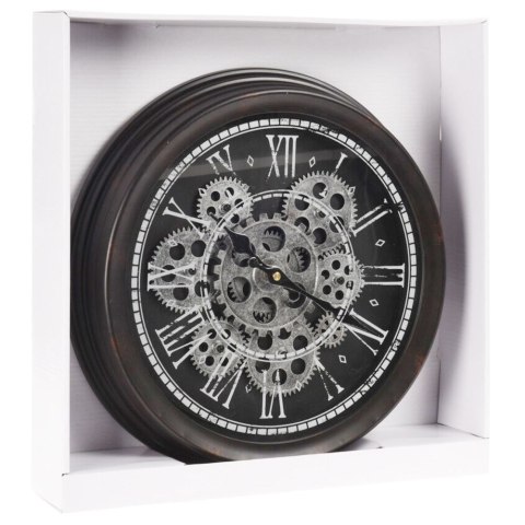 Zegar ścienny na ścianę czarny srebrny ruchome koła zębate 35cm VILDE 569261