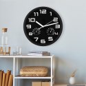 Zegar ścienny na ścianę czarny z termometrem higrometrem 25cm VILDE 569613-C