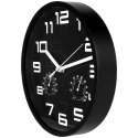 Zegar ścienny na ścianę czarny z termometrem higrometrem 25cm VILDE 569613-C