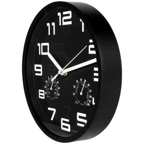 Zegar ścienny na ścianę czarny z termometrem higrometrem 25cm VILDE 569613-C