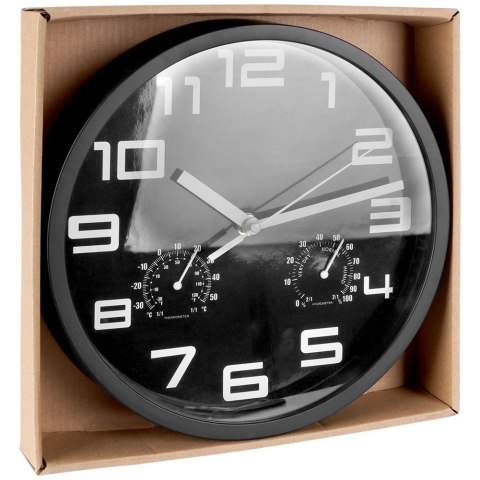 Zegar ścienny na ścianę czarny z termometrem higrometrem 25cm VILDE 569613-C