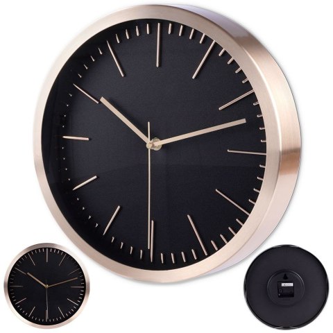 Zegar ścienny na ścianę czarny złoty 30cm VILDE 569657-C