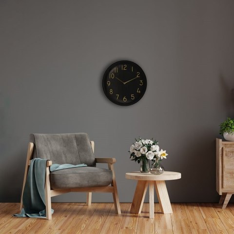 Zegar ścienny na ścianę czarny złoty 37cm VILDE 569271
