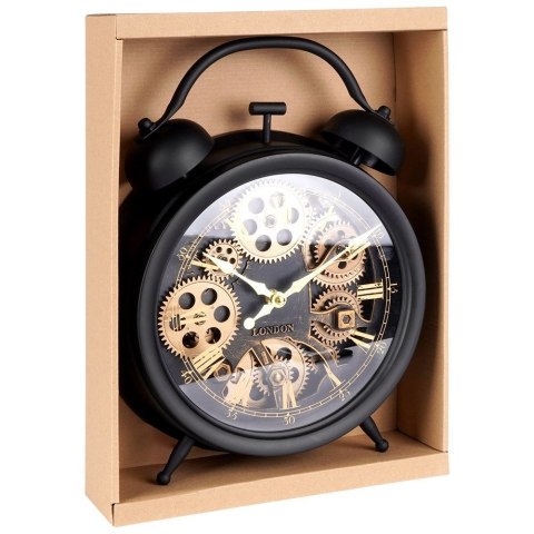 Zegar ścienny na ścianę czarny złoty budzik 38x30cm VILDE 569608