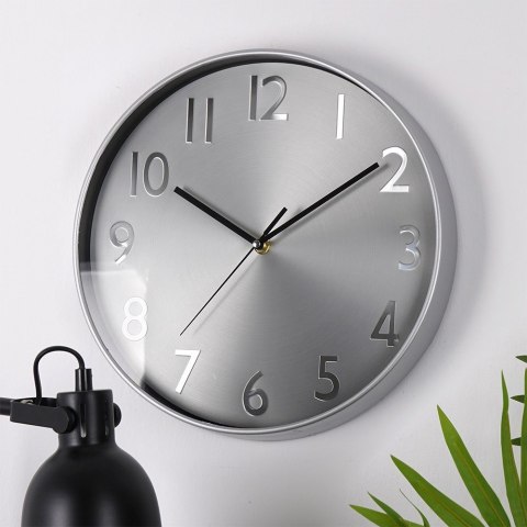 Zegar ścienny na ścianę srebrny 30cm VILDE 569887-S