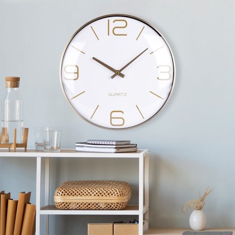 Zegar ścienny na ścianę złoty biały 30cm VILDE 569610-B