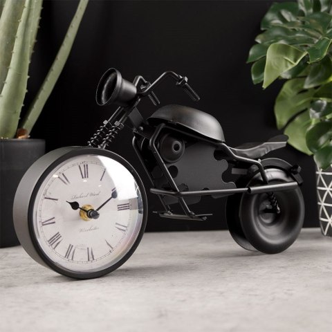 Zegar stołowy metalowy czarny motocykl 30.5cm VILDE 569602
