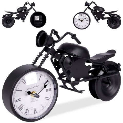 Zegar stołowy metalowy czarny motocykl 30.5cm VILDE 569602