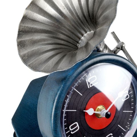 Zegar stołowy metalowy granatowy gramofon 19cm HOME STYLING COLLECTION 569364