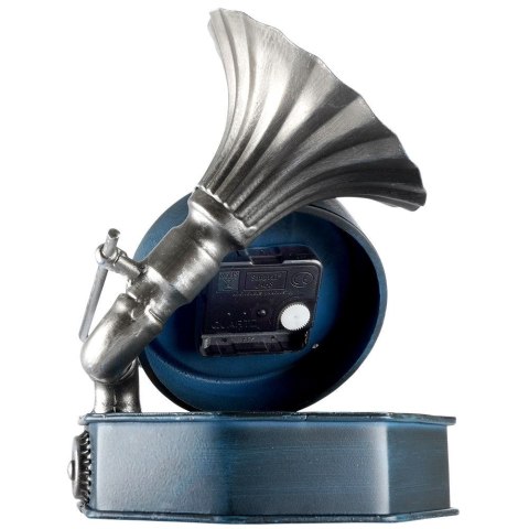 Zegar stołowy metalowy granatowy gramofon 19cm HOME STYLING COLLECTION 569364