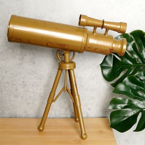 Zegar stołowy metalowy złoty teleskop 22cm VILDE 569422