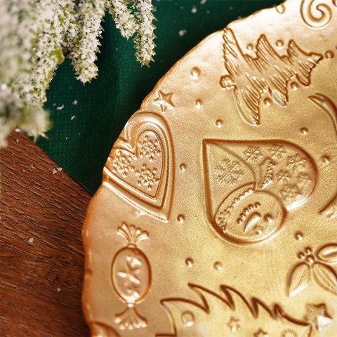 Talerz deserowy szklany złoty 21cm VILDE 139236