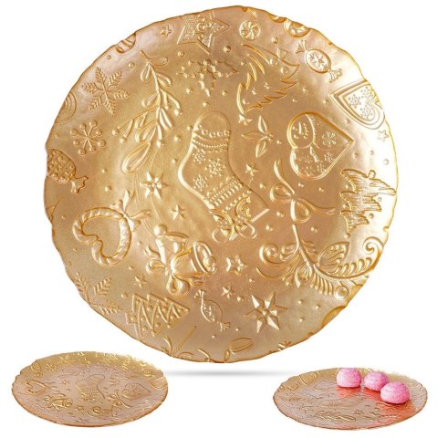 Talerz deserowy szklany złoty 21cm VILDE 139236