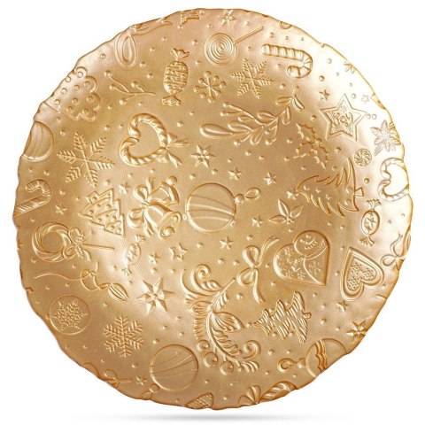 Talerz deserowy szklany złoty 28cm VILDE 139237
