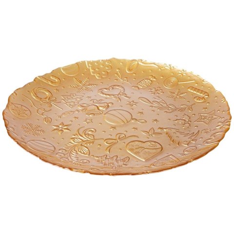 Talerz deserowy szklany złoty 28cm VILDE 139237