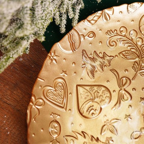 Talerz deserowy szklany złoty 28cm VILDE 139237