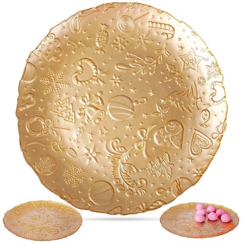 Talerz deserowy szklany złoty 28cm VILDE 139237
