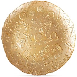 Talerz deserowy szklany złoty 32cm VILDE 139238