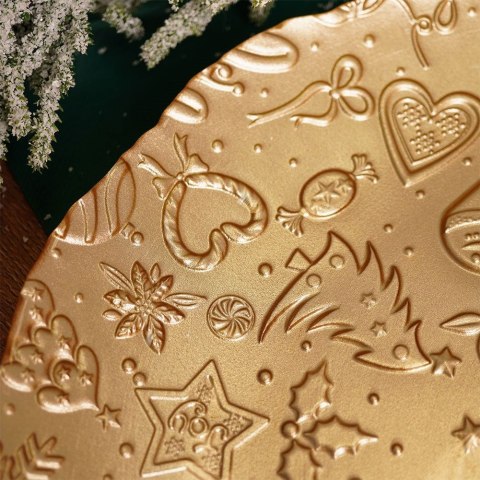 Talerz deserowy szklany złoty 32cm VILDE 139238