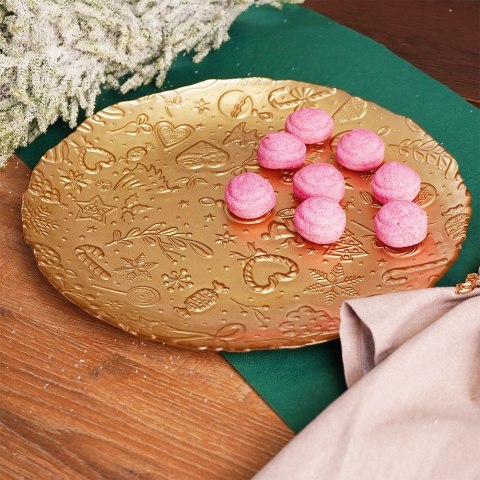 Talerz deserowy szklany złoty 32cm VILDE 139238