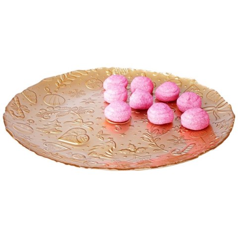 Talerz deserowy szklany złoty 32cm VILDE 139238
