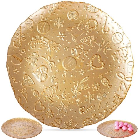 Talerz deserowy szklany złoty 32cm VILDE 139238