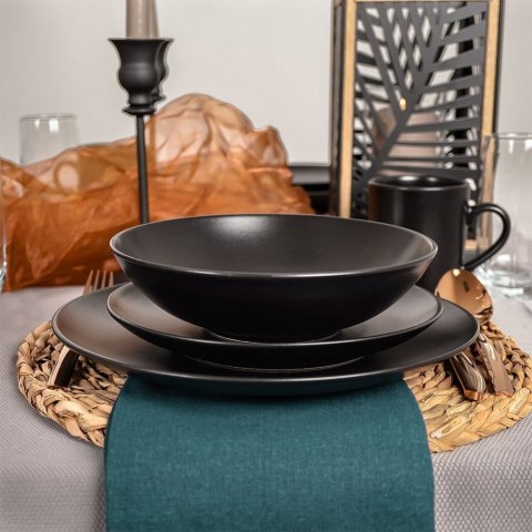 Talerz obiadowy głęboki ceramiczny czarny ALFA 20.5cm 900ml ORION 128467