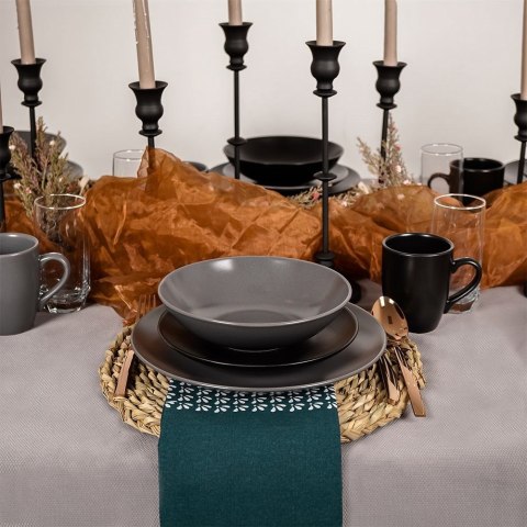 Talerz obiadowy głęboki ceramiczny szary ALFA 20.5cm 900ml ORION 128466