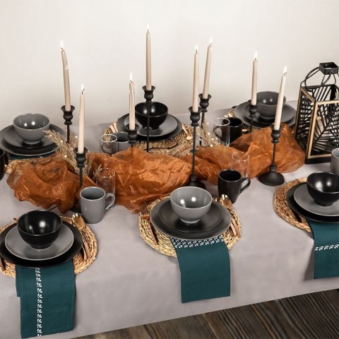 Talerz obiadowy płytki ceramiczny czarny ALFA 27.5cm ORION 128465