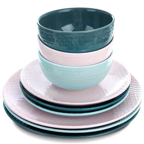 Talerz obiadowy płytki ceramiczny różowy RELIEF 27cm ORION 128443