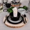Talerz obiadowy płytki porcelanowy czarny 24cm MONDEX 139150