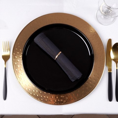 Talerz obiadowy płytki porcelanowy czarny 24cm MONDEX 139150