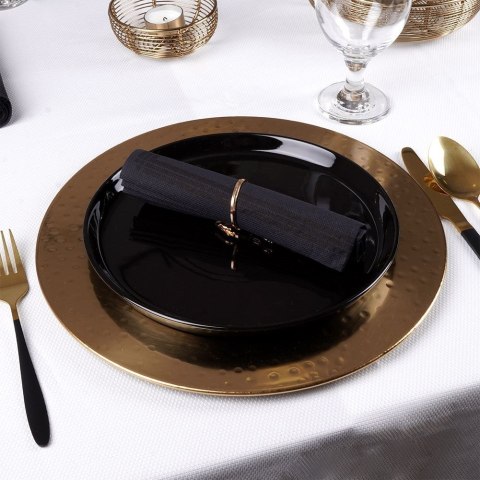 Talerz obiadowy płytki porcelanowy czarny 24cm MONDEX 139150