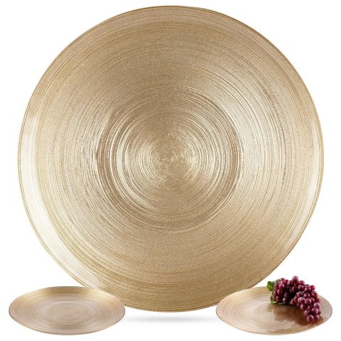 Talerz obiadowy płytki szklany złoty 28cm VILDE 139266