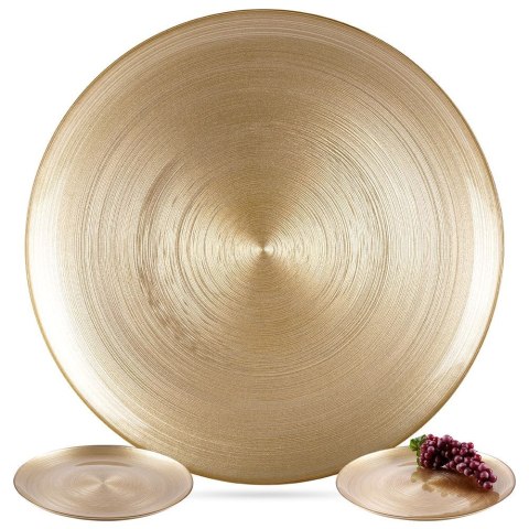 Talerz obiadowy płytki szklany złoty 32.5cm VILDE 139267