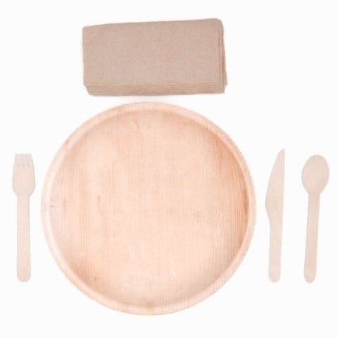 Talerze i sztućce jednorazowe drewniane 30 ele. EXCELLENT HOUSEWARE 128102