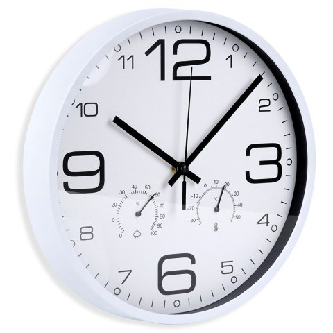 Zegar ścienny na ścianę biały z termometrem higrometrem 30cm VILDE 569939