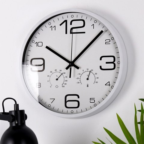 Zegar ścienny na ścianę biały z termometrem higrometrem 30cm VILDE 569939