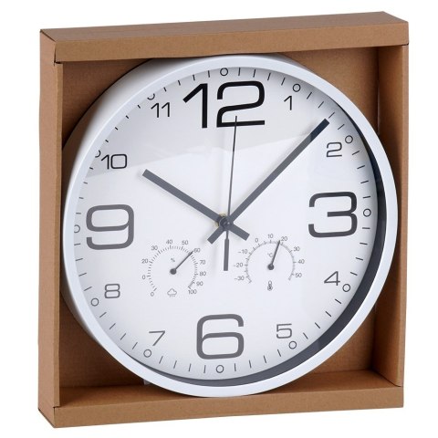 Zegar ścienny na ścianę biały z termometrem higrometrem 30cm VILDE 569939