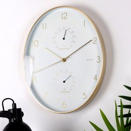 Zegar ścienny na ścianę biały złoty z termometrem higrometrem 27x34.5cm VILDE 569935