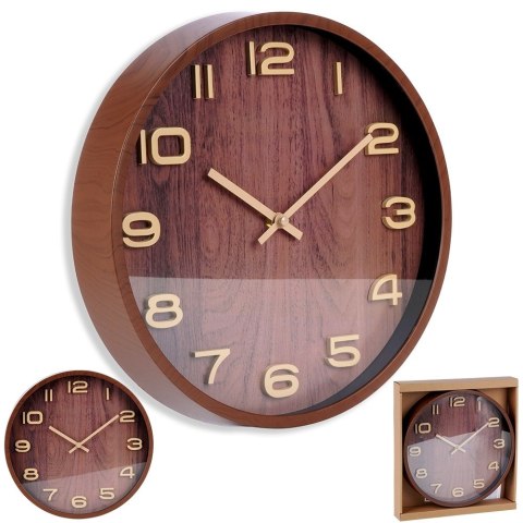 Zegar ścienny na ścianę brązowy 30cm VILDE 569938