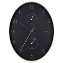 Zegar ścienny na ścianę czarny złoty z termometrem higrometrem 27x34.5cm VILDE 569934