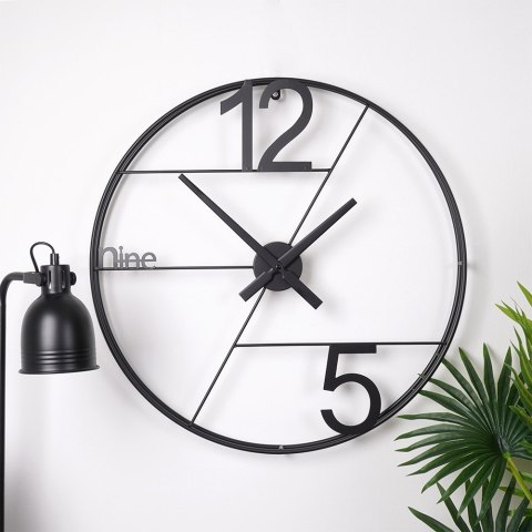 Zegar ścienny na ścianę metalowy czarny 58cm VILDE 569951