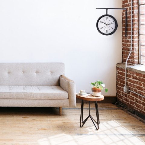 Zegar ścienny na ścianę metalowy czarny dwustronny 30.5x9.5x28cm VILDE 569946