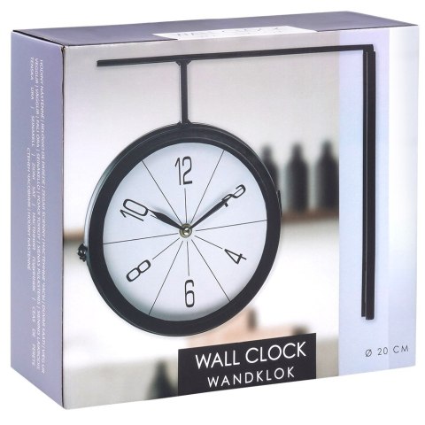 Zegar ścienny na ścianę metalowy czarny dwustronny 30.5x9.5x28cm VILDE 569946