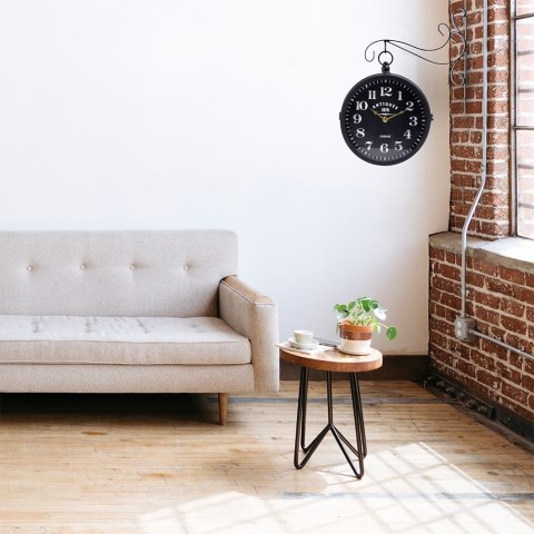Zegar ścienny na ścianę metalowy czarny dwustronny 39x9.5x29cm VILDE 569947